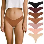 SHARICCA Women's Seamless Thong Breathable Panties Invisible No Show Knickers Soft Stretch Underwear Bikini Hipster (7P09-Multicolor-a, M)