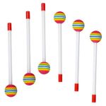 BEANPRECOY 6 Pcs Lollipop Felt Drum Stick, Soft Lollipop Drum Timpani Mallets Foam Head Percussion Sticks, Rainbow Plastic Drumsticks, Children Percussion Drumsticks, Musical Instrument Accessories