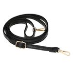 COMNICO 1 Pack Purse Strap Replacement Crossbody Black Leather Adjustable Handbag Lengthen Handles with Gold Hang buckle for Shoulder Bags Camera Strap