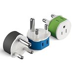 South Africa, Botswana, Namibia Power Plug Adapter with 2 USA Inputs - Travel 3 Pack - Type M (US-10L), Safe Grounded Use with Cell Phones, Laptop, Camera Chargers, CPAP, and More