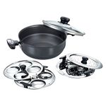 Prestige Aluminium Multi-Kadhai 22 cm, Black & Silver