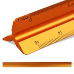 30cm Triangular Scale Ruler, Metal Ruler for Architects, 1:20, 1:25, 1:50, 1:75, 1:100, 1:150 (Copper)