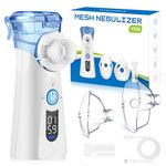 VapoZen Mesh Nebuliser Machine for Adults,Ultrasonic Portable Nebuliser for Adults & Kids,Rechargeable Atomiser with 2 Masks and Mouthpiece,Silent Handheld Smart Digital Display Nebulizer for Home