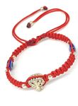 Jyokrish Handmade Adjustable Red Silk thread Metal Silver Lion Head & 2 blue evil eye Bracelet for Women| Men |Girls |Boys |Free Size |Pack of 1 |Lucky protection