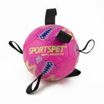 SPORTSPET Dog Football with Grab Tabs, Durable Interactive Dog Balls, Floating Water Dog Toy for Indoor & Outdoor Play (Size 4 Neon Pink)