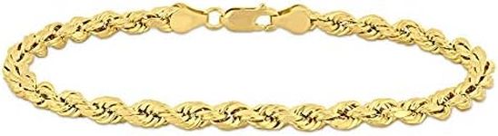 Abbie+Cleo 10K Real Gold Rope Chain Bracelet for Men and Women - Cadena de Oro para Hombres y Mujeres - (10k - 5mm - 9 Inch)