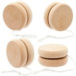 Baker Ross FC849 Wooden YoYo Spinning Tops - Pack of 4, Party Bag Fillers for Boys and Girls, Decorate your own YoYo