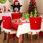 The Purple Tree Velvet Bordered Cute Christmas Chair Covers (Red and White, 17x17 Inches) - Set of 4