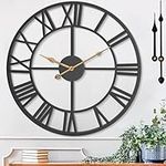 Wall Clocks for Home Decor, Large Wall Clock Oversized with Roman Numeral Style,European Industrial Vintage Rustic Metal Wall Clock for Home, Living Room, Kitchen,Office Decoration