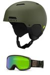 Giro Ledge MIPS Snow Helmet Goggle Combo - (Combo) Matte Trail Green - Trail Green Cloud Dust - Size Medium
