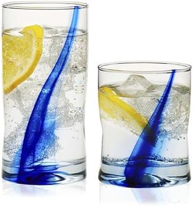 Libbey 99104 Blue Ribbon Tumbler and Rocks Glass Set, 16 Piece Drinkware Glasses Set, Clear Dishwasher Safe Rock and Tumbler Glasses Set