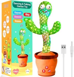 River Mill Rechargeable Dancing Talking Cactus Toy with Adjustable Volume, Interactive Cactus Baby Toys for 18 Months+, Baby Easter Basket Stuffers for Toddler, Gifts for 2 Year Old Girl Boy