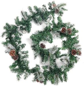 Belle Vous Ghirlanda Natalizia Innevata Artificiale Con Pigne - Ghirlanda Natale Verde Morbida da 2,7 m - Ghirlanda Verde Natale Decorazioni Natalizie per Scale, Camino e Addobbi Natalizi Casa