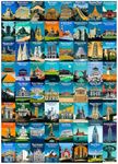 ALL4JIG Iconic Landmarks Fun Jigsaw Puzzles for Adults and Kids, 1000 Pieces, Christmas Secret Santa Gift, White Elephant Gifts for Dog Lovers, Number Partitioned for Easy Solving