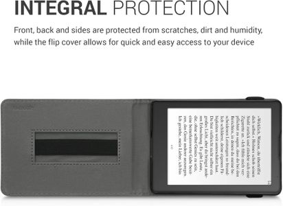 kwmobile Kobo Aura Edition 2 Case – Stand Cover with Strap, Magnolias Taupe/White/Dark Grey
