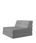 SAPPHIRE Tri-Fold Foam Mattress - The Perfect 12cm Futon Z Bed & Sofa chair for Guests and More! (Single Grey) with 100% Foam Filling