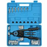 LSLANSOON PR-6013 Hand Rivet Nut Tool, 13 inch Long Handles Hand Riveter Rivnut Tool Kit with 7 Pcs Metric Mandrels and 110 Pcs Rivet Nuts from M3 to M12,Blue