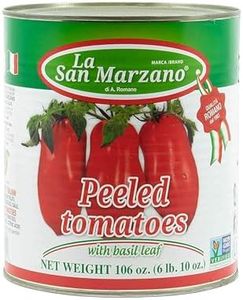 Large Can, La San Marzano Peeled Plum Tomatoes in Puree with Basil Leaf, 106 oz (#10 Can), Premium Quality, 100% Product of Italy, Authentic Italian Flavor