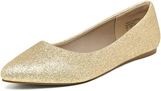 DREAM PAIRS Sole Classic Women's Casual Pointed Toe Ballet Comfort Soft Slip On Flats Shoes Gold Glitter Size 9