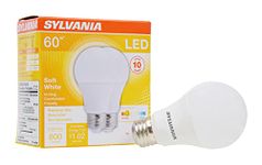 Sylvania A19, 60W Equivalent LED Light Bulb, Soft White 2700K, 2 Pack