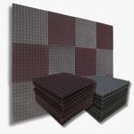 MMT Acoustix® 36Pc Pyramid Acoustic Foam, ProStudio Sound Setup, Soundproofing Noise Reduction Acoustic Panels | 1x1Ft 1” Thick, Charcoal + Wine Color