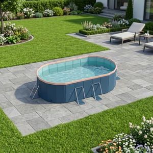 FOREOCELIV Foldable Pool with Aluminum Alloy Bracket Non-Inflatable PVC Metal Frame for Family Members Dog Pool Pets Stable for Outdoor Backyard Dual Fast Drainage (80.71" Lx 61.81" Wx 19.69" H)