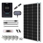 Renogy 200W Solar Panel Kit, 12V / 24V Mono Solar Kit with 20A MPPT Charger Controller/Bluetooth Module/Adaptor Kit/Tray Cables/Fuse Cable/Mounting Z Brackets/ANL Fuse/Branch Connectors