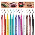 Anglicolor Eyeliner, 12PCS Coloured Eyeliner, Colorful Eyeliner Liquid, Liquid Eyeliner Waterproof, Eye Liner High Pigmented, Smooth & No Fading Eyeliners for Women Girls