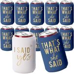 I Said Yes and That's What She Said Beach Bachelorette Favors Can Coolers, Set of 12 Beer Can Coolies, Perfect Nashville Bachelorette Party Decorations and Bridesmaid Gifts (Navy)