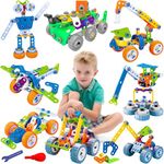 MOONTOY 175 Pieces STEM Toys for 4 5 6 7 8+ Year Old Boys Erector Sets Kits Building Toys for Kids Ages 4-8 4-6 5-7 6-8 Best Birthday Gift 6 Year Old Boy Gifts Creative Learning Games Steam Activities