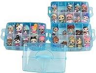 HOME4 No BPA Storage Organizer Carrying Case Box 30 Adjustable Compartments Compatible with Small Dolls LOL Toys Bead Beyblade Hot Wheels Tool Craft Sewing Jewelry Hair Accessories (Blue)