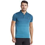 berge' New Mens Polyester Autostriper Dry Fit Polo Tshirts for Men, Quick Drying & Breathable Fabric, Gym Wear Tees & Workout Tops|Collar Tshirt for Men|Slim Fit Half Sleeve Tshirt|Teal - XL