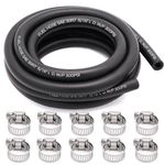 Jeemiter 5/16 Inch (8mm) ID Fuel Line Hose 10FT NBR Neoprene Rubber Push Lock Hose High Pressure 300PSI for Automotive Fuel Systems Engines with 10 Clamps