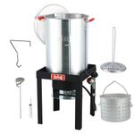 Feasto 22701A 30QT Aluminum Turkey Fryer & Fish Fryer Set for Outdoor Cooking, Turkey Deep Fryer Pot with Basket,Seafood Boiler Pot, 50,000 BTU Propane Burner Outdoor Fryer