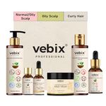 VebixProfessional Customized Regimen -Full Kit- Lotus AntiHairfall Shampoo & Neem Oil + Hair Glow Serum + Onion Hair Mask + Hair Booster Serum & Kumkuma Face Brightening Oil -10.82 Fl.oz (Oily Hair)