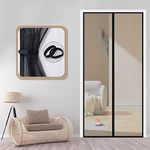 Fly Screens for Doors - 90x210cm Magnetic Screen Door with Lace and Powerful Magnets Seal, Durable Polyester Mesh, Full Frame Magic Tape, Heavy Duty Patio Insect Door Screen & Mosquito Screen Black