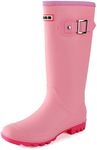 Foinledr Wellington Boots, Women's Rain Boots, Waterproof Wellington Boots, Women's High Rain Boots, Long Garden Boots, Breathable Wellington Boots, Waterproof Rubber Boots, pink, 8 AU