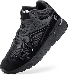 FitVille Men's Wide Sneakers High-top Basketball Shoes Supportive Walking Shoes with Extra Wide Toe Box for Flat Feet Jet Black