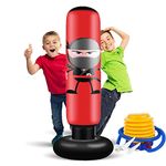 EIVONDA Punching Bag for Kids 160cm Inflatable Ninja Boxing Bag with Air Pump Kids Punching Bags for Practicing MMA Karate Taekwondo and to Relieve Pent Up Energy in Kids (New Ninja Red)