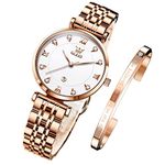 OLEVS Watches for Women Rose Gold Fashion Elegant Dress Diamond Analog Quartz Ladies Watches Stainless Steel Date Waterproof Women's Watches