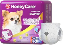 HONEY CARE All-Absorb Disposable Female Dog Diapers Extra Small Size, Improved, 50 Count, Super Absorbent, Breathable, Wetness Indicator (Pack of 1, 50 Count Total)