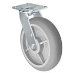 CasterHQ - 8" x 2" Crowned Thermo Plastic Rubber Wheel - Swivel Caster - 4" x 4-1/2" Plate Size - 600 lbs Capacity
