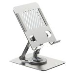 Generic Croomi Adjustable Desktop Stand with 360 Swivel Base Aluminum, Foldable for iPad, Tablet, Mobile, E-Reader 4-12.9 Inch Silver