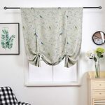 SIMPVALE Blackout Roman Blind with Tie Up Birds Floral Printed Thermal Insulated Roman Curtain with Rod Pocket for Bedroom Living Room Kitchen, Light brown, 120x140cm