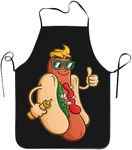 Shuwekk Hotdog Apron, Hot Dog Apron for Hot Dog Vending Cart, Funny Hot Dog Thumb Up Apron for Adults Women Men, Cute Apron for Hot Dog Maker, Adjustable Bib Apron with Extra Long Ties