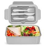 IJIAMY Lunch Box, 1400ml Bento Lunch Box for Adults and Kids, Lunch Container with 3 Compartments, Lunch Box with Cutlery, Dishwasher, BPA Free Sandwich Box