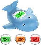 Baby Bath Thermometer, Infant Digital Water Thermometer Safety with 3 Color Backlit and Temperature Warning, Room Thermometer Floating Toy for Infant,Toddler,Bathtub,Swimming Pool(Light Blue)