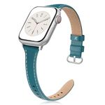 SWEES Slim Leather Band Compatible for Apple Watch 38mm 40mm 41mm 42mm Series 10, Slim Thin Elegant Top Grain Genuine Leather Strap Compatible for iWatch Series 10 9 8 7 6 5 4 3 2 1 SE Women