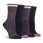 Spairs Ladies Outdoor Walking Boot Socks, Cushioned Foot, Arch Supports, Breathable, Performance Yarn, Soft, Comfortable, Crew Length, Multipack of 4 Pairs, Size 4-8 Boot Navy/Pink