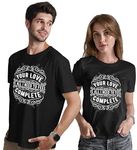 INDISSH Couple T Shirt for Men and Women| Anniversary | Mens & Women Cotton Printed Tshirt| Husband Wife Printed Tshirt | Valentine Printed Tshirt, Color-Black-M-3XL/W-3XL